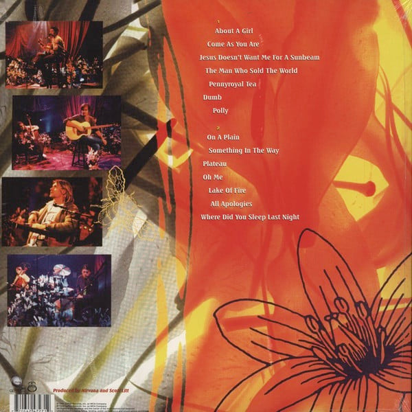 Image of Back Cover of LP - VG+/VG+ - NIRVANA, MTV Unplugged In New York (Geffen Records; 0720642472712, Europe 2008 Reissue, Inner, 180 Gram Vinyl), Still in hype stickered shrinkwrap.,  - 2616073C