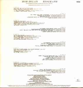 Image of Back Cover of 5xLP - VG+/VG+ - BOB DYLAN, Biograph (Columbia; CBS66509, Europe 1985, Box Set, 2 Booklets), ,  - 1426357E