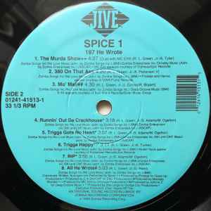 Image of Label Cover of 1624225E: LP - SPICE 1, 187 He Wrote (Jive; 01241-41513-1, US 1993, Stickered Plain Sleeve) Light marks only. Light wear to edges of sleeve.  VG/VG