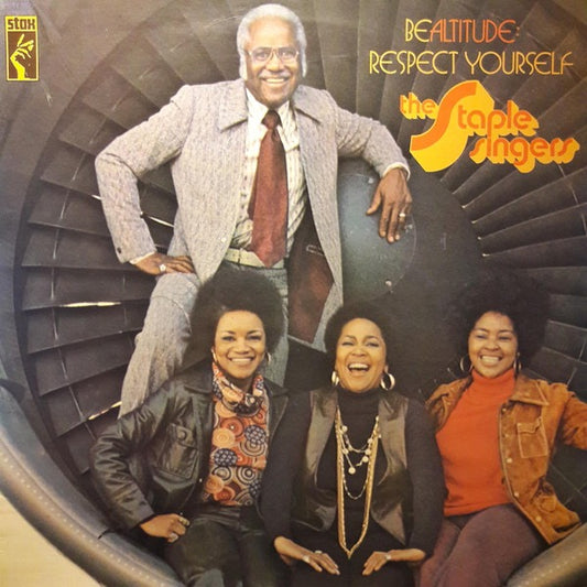 Image of Front Cover of LP - VG/VG - THE STAPLE SINGERS, Bealtitude: Respect Yourself (Stax; STX 1011, UK 1974 Reissue, Laminated Sleeve), Tape damage to top seam. Bottom seam taped. Disc has some light marks.,  - 1416176C