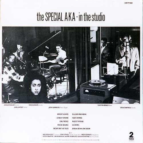 Image of Back Cover of LP - G+/VG - THE SPECIAL AKA, In The Studio (Two-Tone Records; CHR TT 5008, UK 1984, Inner), Sleeve has a patch at the bottom front where the main image is torn off - perhaps from water damage.Light hairlines.,  - 2226043E
