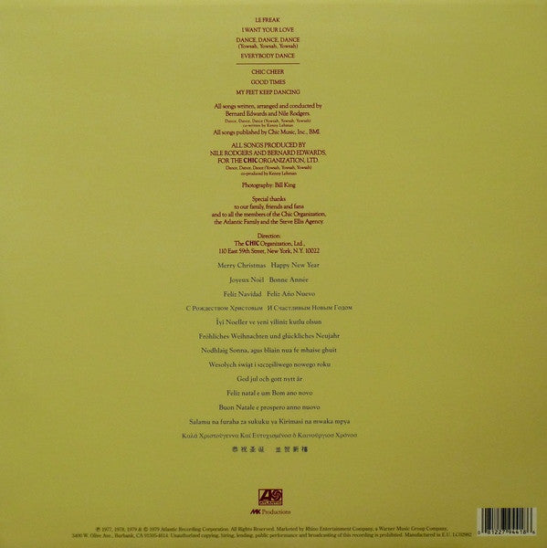 Image of Back Cover of 4714518C: LP - CHIC, Les Plus Grands Succes De Chic = Chic's Greatest Hits (Atlantic; R1 16011, Europe 2016, Inner)   NEW/NEW