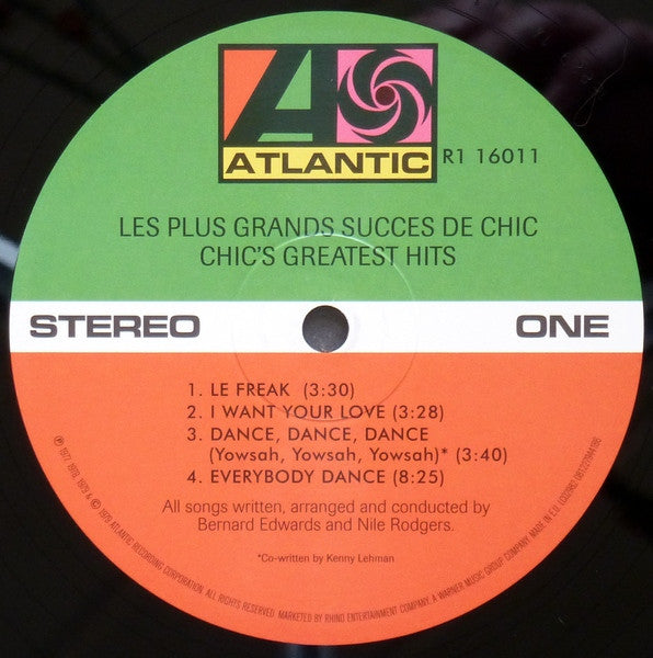 Image of Label Cover of 4714518C: LP - CHIC, Les Plus Grands Succes De Chic = Chic's Greatest Hits (Atlantic; R1 16011, Europe 2016, Inner)   NEW/NEW