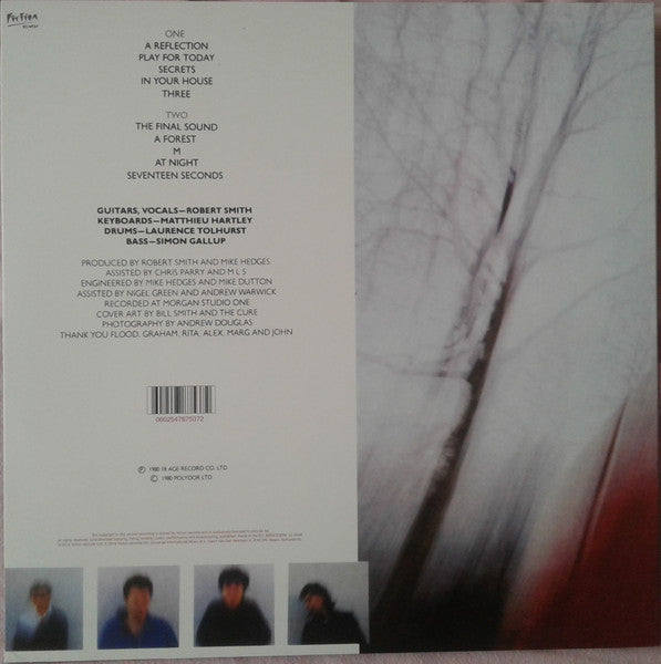 Image of Back Cover of LP - NEW/NEW - THE CURE, Seventeen Seconds (UMC; 4787537, Europe 2016 Reissue, Inner, 180 Gram Vinyl), , The second Cure album from 1980, dense bleak and with the addition of perennial favourite Simon Gallup on bass and the short-lived but effective Mathleu Hartley on keyboards expanded the Cure's previously sparse sound, adding layers of texture that complemented Smith's longer, less accessible songs. While Play for Today harkens back to the bands poppier days, Seventeen Seconds and 