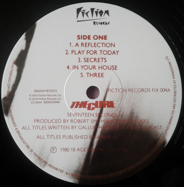 Image of Label Cover of LP - NEW/NEW - THE CURE, Seventeen Seconds (UMC; 4787537, Europe 2016 Reissue, Inner, 180 Gram Vinyl), , The second Cure album from 1980, dense bleak and with the addition of perennial favourite Simon Gallup on bass and the short-lived but effective Mathleu Hartley on keyboards expanded the Cure's previously sparse sound, adding layers of texture that complemented Smith's longer, less accessible songs. While Play for Today harkens back to the bands poppier days, Seventeen Seconds and