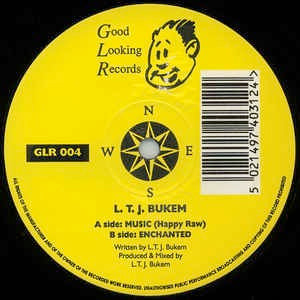 Image of Front Cover of 12"  - /G+ - LTJ BUKEM, Music (Happy Raw) / Enchanted (Good Looking; GLR004, UK 1993, White Barcode), Lots of marks either side of disc, plays above grade, with very minimal crackle or surface noise.,  - 3546241S