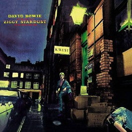Image of Front Cover of LP - G+/G+ - DAVID BOWIE, The Rise And Fall Of Ziggy Stardust And The Spiders From Mars (RCA Victor Orange; SF 8287, UK 1972, Gem Production, No Mainman on Rear Sleeve, Mainman/Chrysalis Publishing on Label, Inner, Not Dynaflex, Matrix -1E/2E. Mainman credit on label NOT sleeve), Many light hairlines. Edgewear - sleeve taped at top and bottom.,  - 2626124E