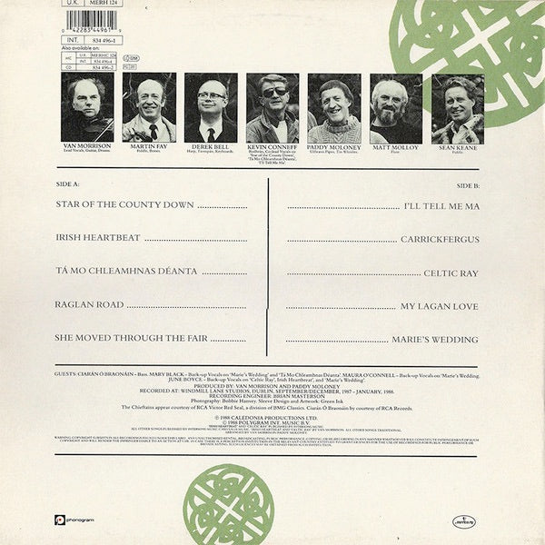 Image of Back Cover of LP - VG+/VG - VAN MORRISON AND THE CHIEFTAINS, Irish Heartbeat (Mercury; MERH 124, UK 1988, Inner), ,  - 3526085E