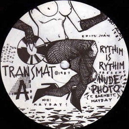 Image of Front Cover of 12" - /VG - RYTHIM IS RYTHIM , Nude Photo / The Dance (Living Room Mix) / Move It (Only Mix) (Transmat; MS-002, US 1987, Plain Sleeve, Alan Oldham Black And White Artwork. Archer In Matrix), strong VG, Early detroit techno ultra-classic from the man himself, Derrick May. Killer DX basslines over 909 drums and beautiful string arrangements. Original with artwork from Alan Oldham! - 4346128S