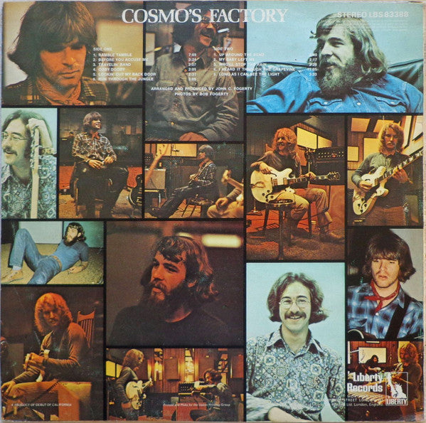 Image of Back Cover of LP - VG+/VG+ - CREEDENCE CLEARWATER REVIVAL, Cosmo's Factory (Liberty Black; LBS 83388, UK 1970, Textured Sleeve), Very light wear to sleeve.,  - 2346221S