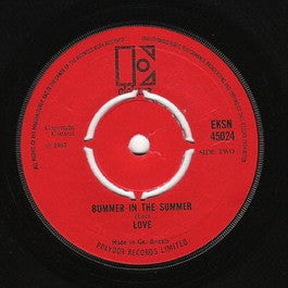 Image of Front Cover of 4624099E: 7" - LOVE, Alone Again Or / Bummer In The Summer (Elektra ; EKSN45024, UK 1968, Plain Sleeve) In Later Orange Elektra Company Sleeve  VG/VG+