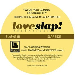 Image of Front Cover of 12" - /G+ - BEHIND THE GROOVE, What You Gonna Do About It? (Loveslap! Recordings; SLAP031, US 2006, Plain Sleeve), Lots of light hairlines and disc is slightly dished. Still plays well however., Love Side	A What You Gonna Do About It? (Harness And Spencer Remix)Slap Side	B What You Gonna Do About It? (Original Version) - 1516133C