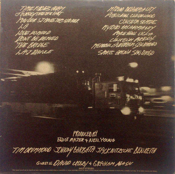Image of Back Cover of LP - VG/VG+ - NEIL YOUNG, Time Fades Away (Reprise Tan, No WB Logo; K 54010, UK 1973, Textured Sleeve, NO Insert), Very clean disc. Poster in lovely shape.,  - 1946278S