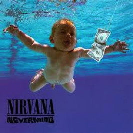 Image of Front Cover of LP - VG/G+ - NIRVANA, Nevermind (DGC; GEF 24425, Europe 1991, Inverted Image Inner, Sonopress, Embossed Bass Clef On Side B Label), Hairlines, scuffs & light scratches, none feelable, edge wear, HMV  7.99 price sticker!,  - 4046046S