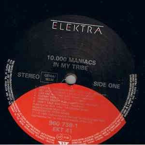 Image of Label Cover of LP - VG+/VG+ - 10,000 MANIACS, In My Tribe (Elektra - Black & Red; 960 738-1, UK 1987, Inner, UK Cat. No. On Rear Of Sleeve.), ,  - 1826068E
