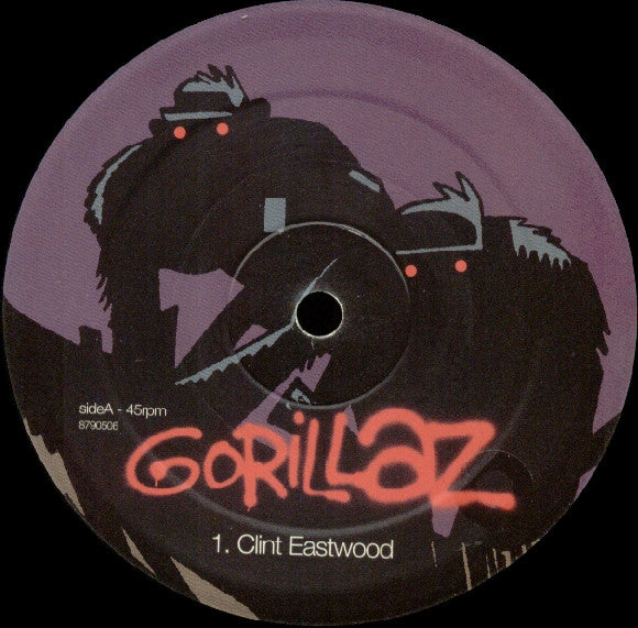 Image of Label Cover of 12" - VG/VG+ - GORILLAZ, Clint Eastwood (Parlophone ; 12R 6552, UK 2001, Picture Sleeve), Edge and ring wear, with info mailing card.,  - 3916135C