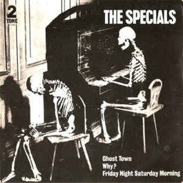 Image of Front Cover of 3214270C: 7" - THE SPECIALS, Ghost Town / Why? / Friday Night, Saturday Morning (Two-Tone Records (Silver Injection Labels); CHS TT17, UK 1981, Flipback Front Laminated Sleeve)   VG/VG+