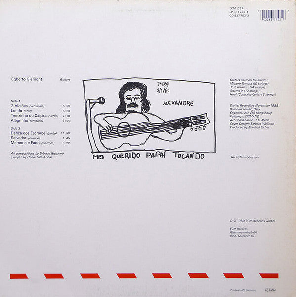 Image of Back Cover of LP - VG+/VG+ - EGBERTO GISMONTI, Danca Dos Escravos (ECM; ECM 1387, Germany 1989, Insert), ,  - 4126293E