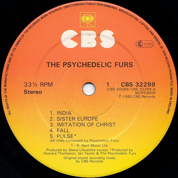 Image of Label Cover of LP - VG/VG - THE PSYCHEDELIC FURS, The Psychedelic Furs (CBS Orange/Yellow; CBS 32299, UK 1983 Reissue, Green Sleeve, TimTom In Runout), Hairlines, edge wear,  - 2246209S
