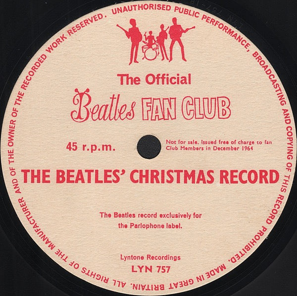 Image of Front Cover of 4414146C: 7" - THE BEATLES, Another Beatles Christmas Record (Lyntone; LYN948, UK 1964, NO Picture Sleeve, NO Newsletter, Flexi-disc) Name written on label.  /G