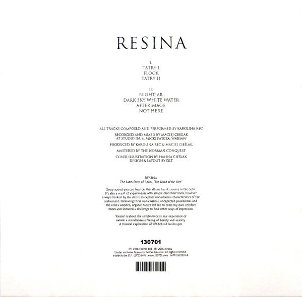 Image of Back Cover of 3524360E: LP - RESINA , Resina  (130701  ; LP13-23 , UK ) Still In Stickered Shrinkwrap With Press Release  EX/EX