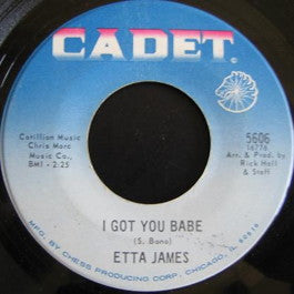 Image of Front Cover of 7" - /VG+ - ETTA JAMES, I Got You Babe / I Worship The Ground You Walk On (Cadet; 5606, US 1968), Lightest of marks.,  - 2926114E