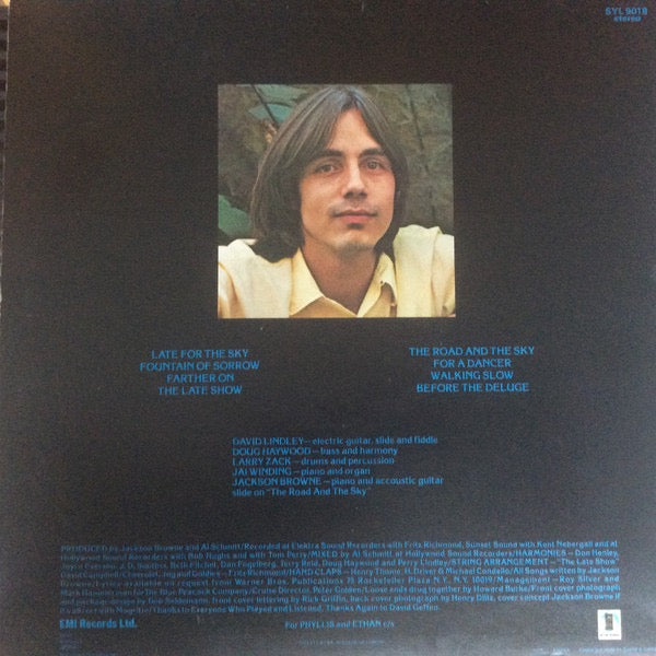 Image of Back Cover of LP - VG/VG - JACKSON BROWNE, Late For The Sky (Asylum Records White Labels With Door Logo; SYL 9018, UK 1974), ,  - 3816082C