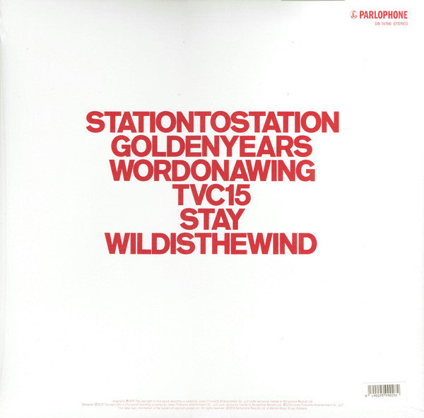 Image of Back Cover of LP - VG+/VG - DAVID BOWIE, Station To Station (Parlophone; DB74767, US 2017 Reissue, Insert), ,  - 3826261E