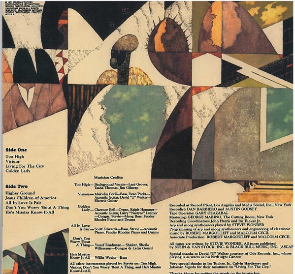 Image of Back Cover of LP - VG+/VG+ - STEVIE WONDER, Innervisions (Tamla Motown; T 326L, US 2000s Reissue, Gatefold), Still in opened shrink. One or two of the faintest hairlines. Overall great copy,  - 3526310E