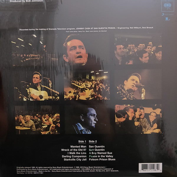 Image of Back Cover of LP - NEW/NEW - JOHNNY CASH, Johnny Cash At San Quentin (Sony Legacy; 88875111981, Europe 2015 Reissue, 180 Gram ), ,  - 0636202E