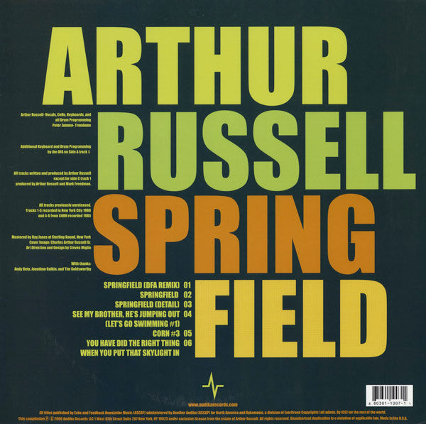 Image of Back Cover of 2x12" - VG+/EX - ARTHUR RUSSELL, Springfield (Audika; AU-1007-1, US 2006), Still In Stickered Shrinkwrap,  - 1026282E