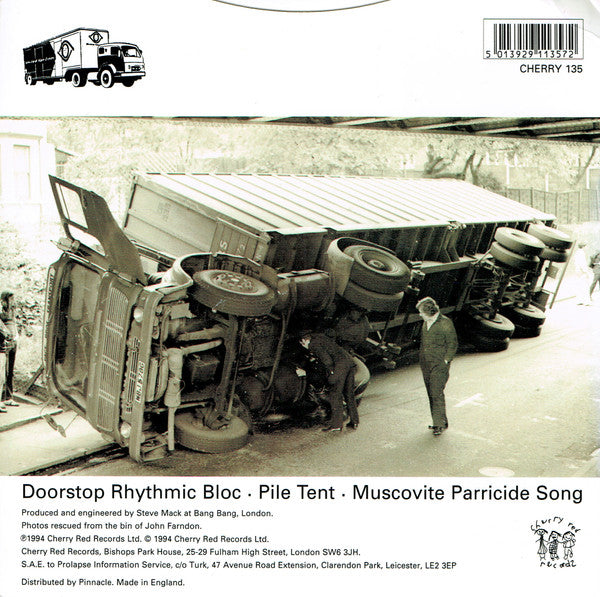 Image of Back Cover of 7" - VG/VG - PROLAPSE, Doorstop Rhymthmic Bloc / Pile Tent / Muscovite Song (Cherry Red; cherry 135, UK 1994, Picture Sleeve), Strong VG,  - 3456174S