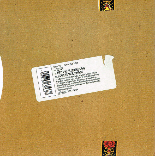 Image of Back Cover of 7" - VG+/VG - KULA SHAKER, Tattva (Columbia; KULA 73, Europe 1996, Picture Sleeve, Orlake Pressing), Cosmetic scuff on A side.,  - 4316470C