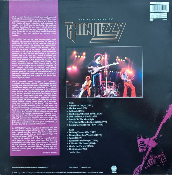 Image of Back Cover of LP - VG/VG - THIN LIZZY, Dedication: The Very Best Of Thin Lizzy (Vertigo; 848 192-1, UK 1991), Light hairlines, Wear to sleeve edges,  - 2316343C