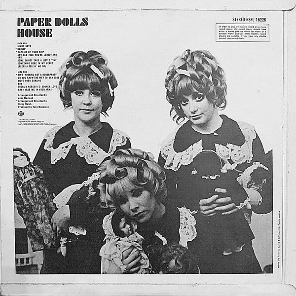 Image of Back Cover of LP - VG/VG - PAPER DOLLS, Paper Dolls House  (Pye Blue; NSPL 18226 , UK 1968, Laminated Flipback Sleeve, Stereo), ,  - 4026229E
