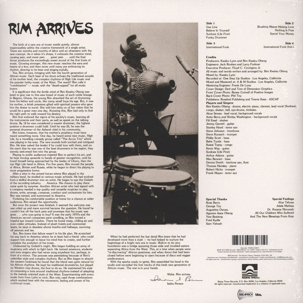 Image of Back Cover of 2xLP - EX/EX - RIM KWAKU OBENG, Rim Arrives (BBE; BBE328ALP, UK 2015 Reissue, Gatefold), ,  - 3126137E