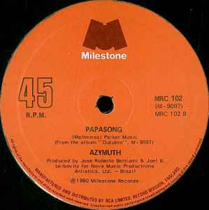 Image of Label Cover of 12" - VG/VG+ - AZYMUTH, Dear Limmertz / Papasong (Milestone; MRC 102, UK 1980, Stickered Company Sleeve), original stickered sleeve,  - 4346105S