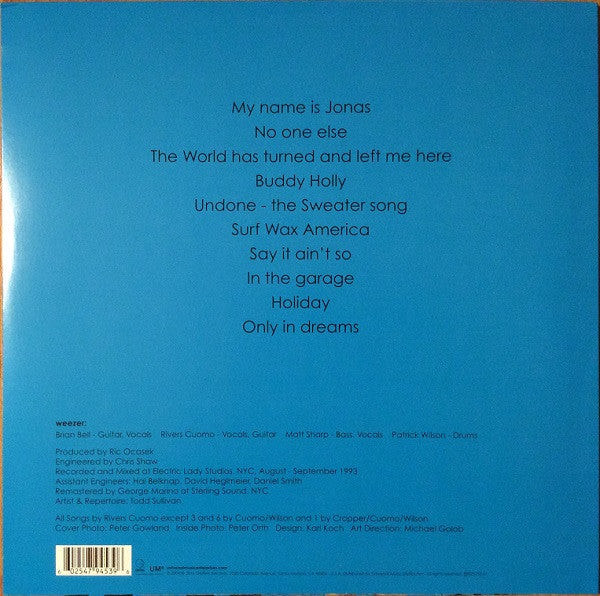 Image of Back Cover of LP - NEW/NEW - WEEZER, Weezer (The Blue Album) (Back To Black; UMC4539, UK 2016 Reissue, Insert, 180 Gram Vinyl), ,  - 2436286E