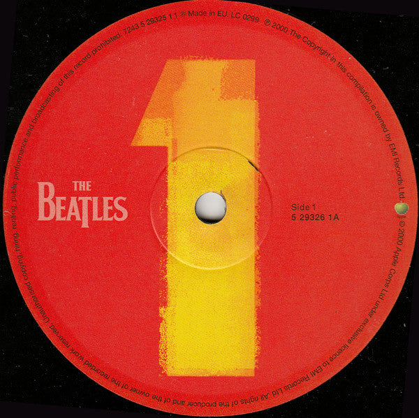 Image of Label Cover of 2xLP - VG/VG - THE BEATLES, 1 (Apple; 7243 5 29325 1 1, UK 2000, Gatefold, 2 Inners, Poster & 4 Cards, SRZ Run-outs, Stereo, Mono), Small Sticker Damage,  - 3146161S
