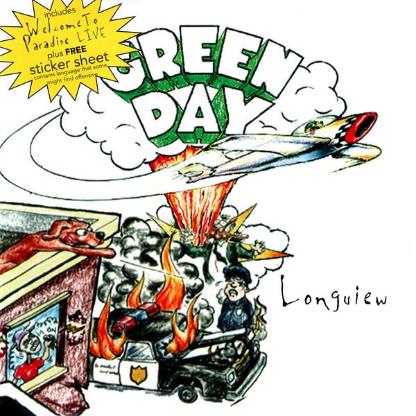 Image of Front Cover of 4914516C: 7" - GREEN DAY, Longview (Reprise; W0287X, UK 1994, Poster) Some light foggy surface marks, Plays great, Includes complete sticker set  VG+/VG