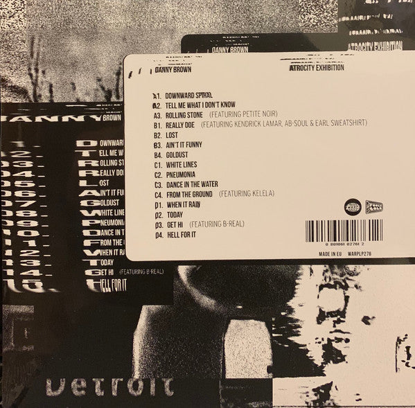 Image of Back Cover of 2xLP - VG+/VG+ - DANNY  BROWN , Atrocity Exhibition  (Warp ; WARPLP276, UK 2016, 2 Inners), ,  - 2746248S