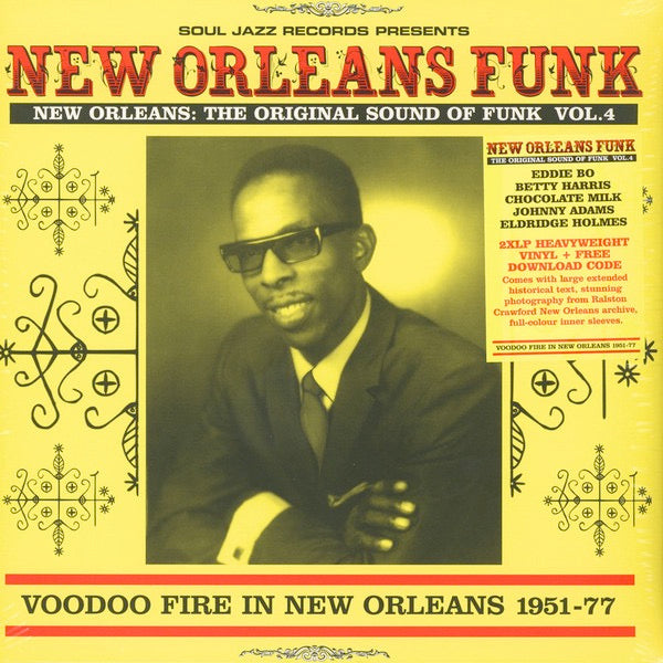 Image of Front Cover of 2xLP - VG+/VG+ - VARIOUS, Soul Jazz Presents New Orleans Funk Vol.4 - Voodoo Fire In New Orleans 1951-1975 (Soul Jazz; SJRLP355, UK 2016, Gatefold, 2 Inners), ,  - 3346004S