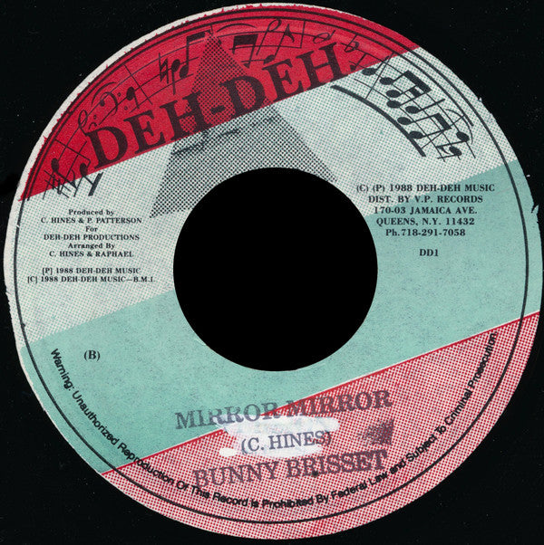 Image of Front Cover of 3551171S: 7" - BUNNY BRISSET, Mirror Mirror / You Know  (DEH-DEH; DD1, US 1988, Plain Sleeve) Some sticker residue on A Side.  /VG+