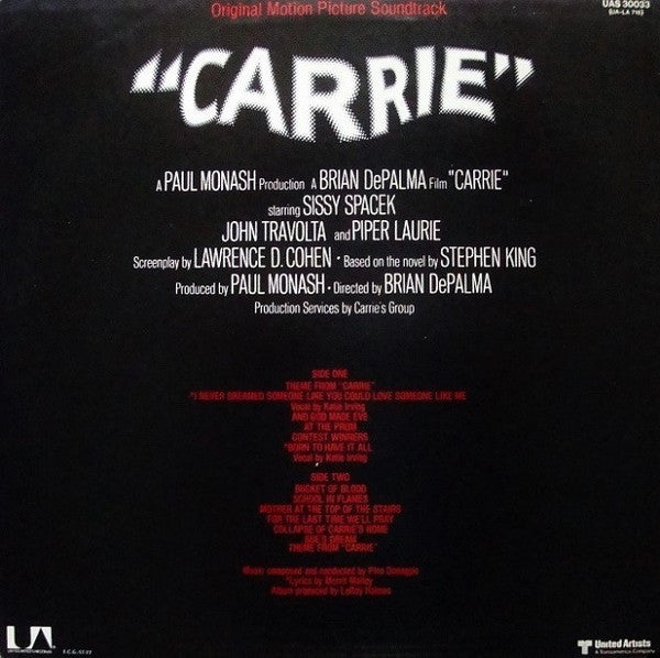 Image of Back Cover of LP - VG+/VG+ - PINO DONAGGIO, Carrie (UA; UAS 30033 , UK 1976), ,  - 3926160E