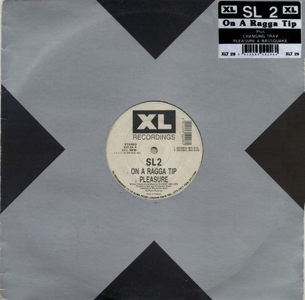 Image of Front Cover of 12" - G+/G+ - SL2, On a Ragga Tip (XL; XLT29, UK 1992, Company Sleeve), Lots of light marks, A1	On A Ragga Tip (Original Mix)A2	Pleasure (Original Mix)	AA1	Changing Trax (Original Mix)	AA2	Bassquake (Plus 8 Mix)	 - 3326285E