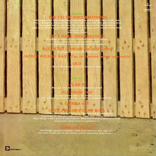Image of Back Cover of LP - VG/VG - KEVIN ROWLAND & DEXYS MIDNIGHT RUNNERS, Too-Rye-Ay (Mercury; MERS 5, UK 1982, Inner, Master Room Cut, "420 R" Matrix), ,  - 2816277C