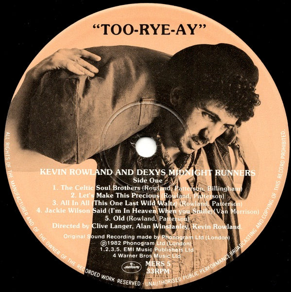 Image of Label Cover of LP - VG/VG - KEVIN ROWLAND & DEXYS MIDNIGHT RUNNERS, Too-Rye-Ay (Mercury; MERS 5, UK 1982, Inner, Master Room Cut, "420 R" Matrix), ,  - 1426060E
