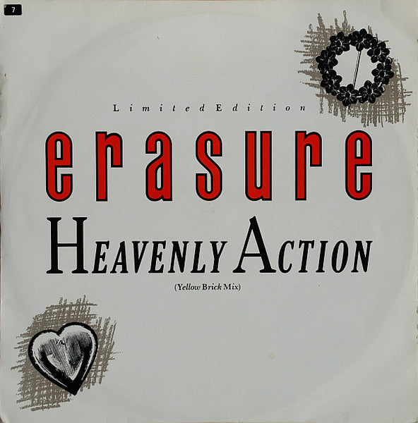 Image of Front Cover of 12" - VG/VG+ - ERASURE, Heavenly Action (Yellow Brick Mix) / Don't Say No (Ruby Red Mix) (Mute; L12MUTE042, UK 1985, Picture Sleeve, Remix by Joseph Watt of Razormaid), Light edge & ring wear, couple of very light marks on side2,  - 3946002S