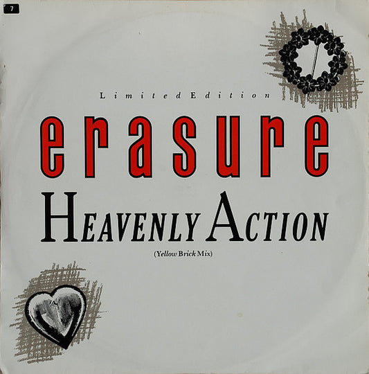 Image of Front Cover of 12" - VG/VG+ - ERASURE, Heavenly Action (Yellow Brick Mix) / Don't Say No (Ruby Red Mix) (Mute; L12MUTE042, UK 1985, Picture Sleeve, Remix by Joseph Watt of Razormaid), Light edge & ring wear, couple of very light marks on side2,  - 3946002S
