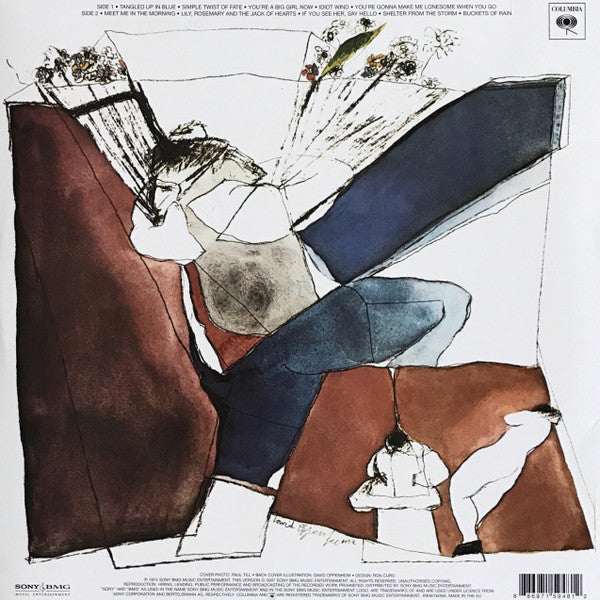 Image of Back Cover of LP - NEW/NEW - BOB DYLAN, Blood On The Tracks (Columbia; 88697159481, Europe 2007 Reissue, 180 Gram Vinyl), , Inevitably, when critics praise a new Dylan album, they label it the "best since Blood on the Tracks," and with good reason. Inspired by a crumbled marriage, and recorded after a tour with The Band had apparently re-ignited his creativity, Blood is among Dylan's masterpieces. The album's epic songs are well known, but its real high points are the shorter numbers - You're a Big
